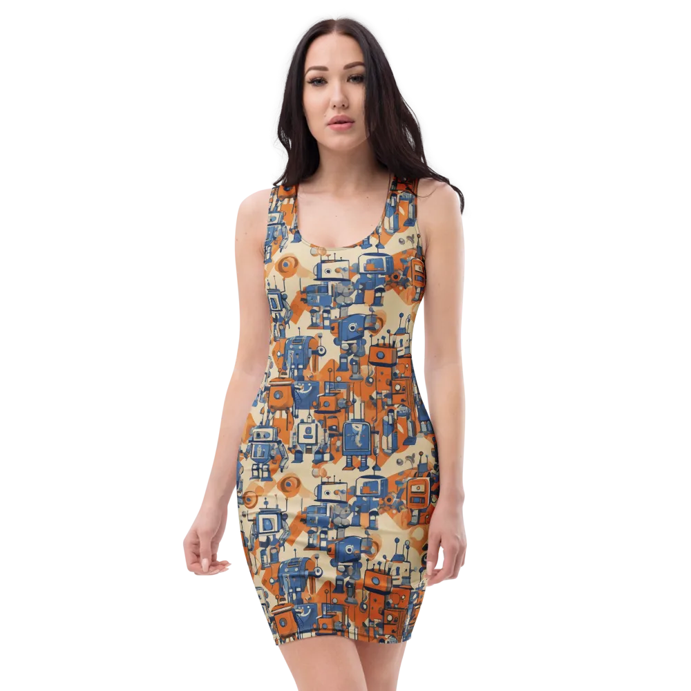 Clockwork Tangerine on Bodycon Dress — Front