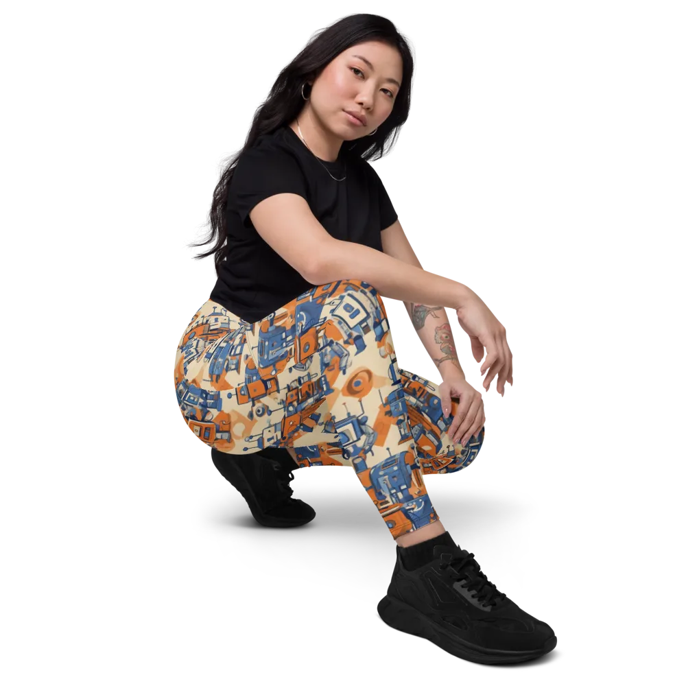 Clockwork Tangerine on Leggings with Pockets — Right Front