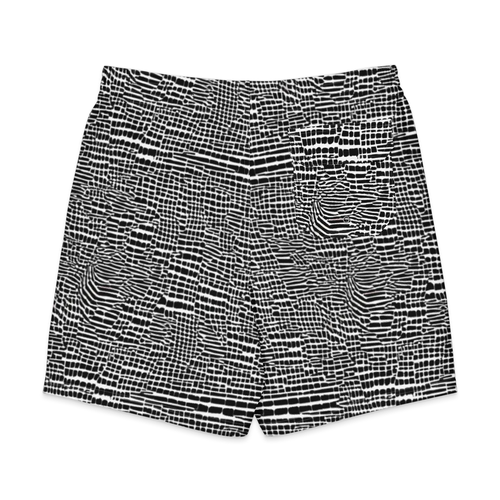 Monochrome Mosaic on Men's Board Shorts — Back