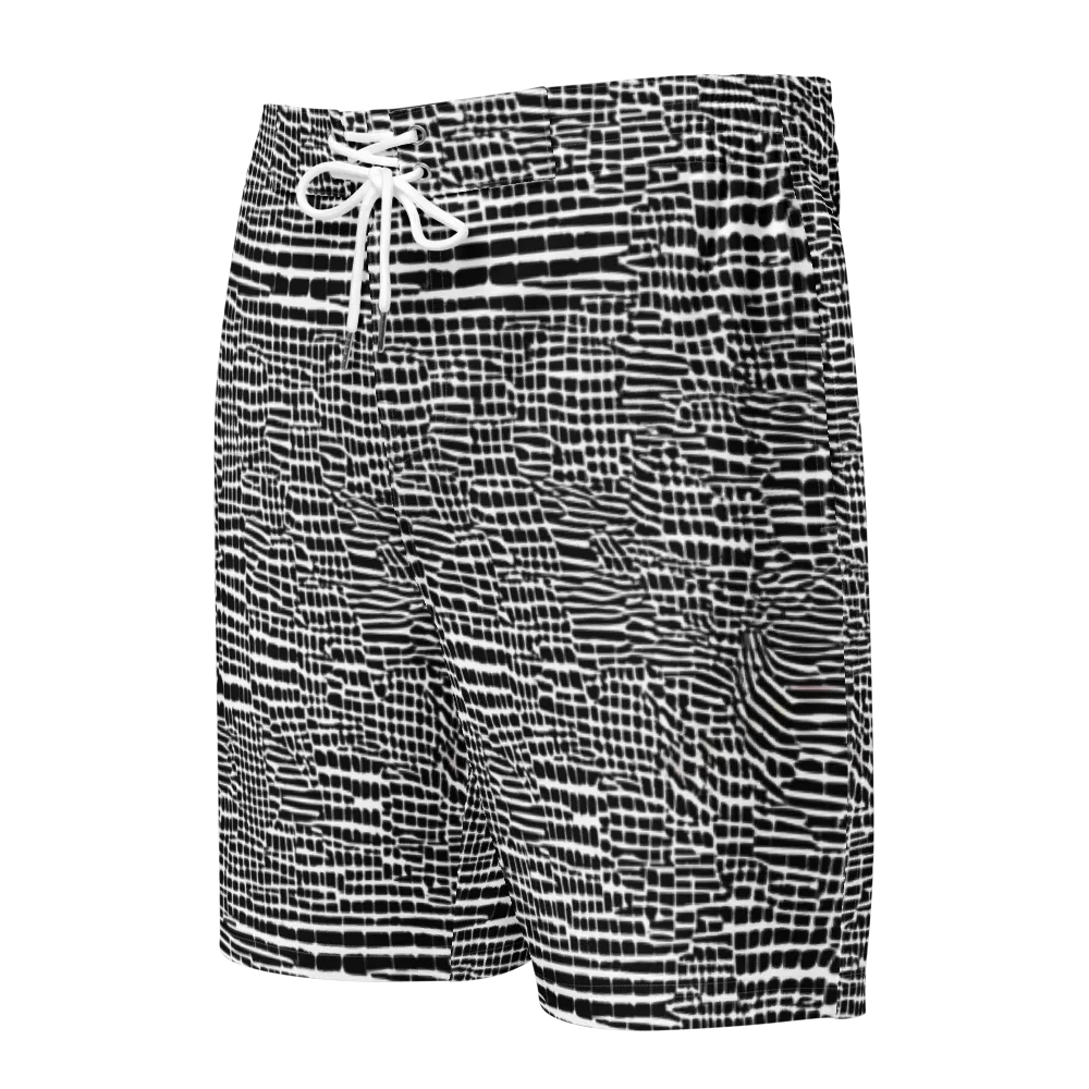 Monochrome Mosaic on Men's Board Shorts — Front