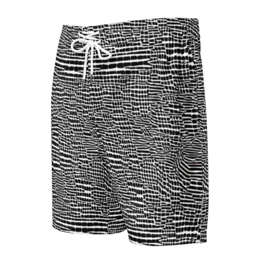 Monochrome Mosaic on a Men's Board Shorts