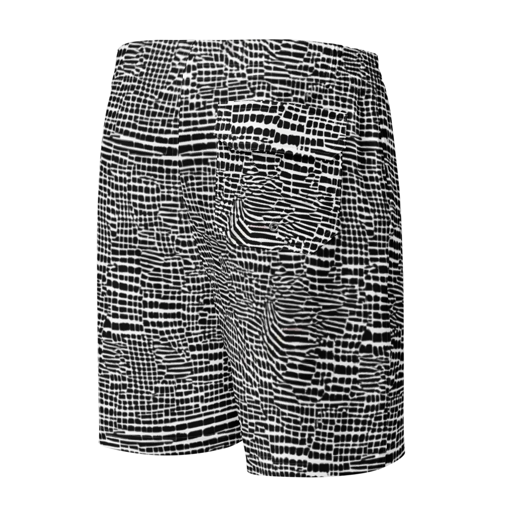 Monochrome Mosaic on Men's Board Shorts — Back