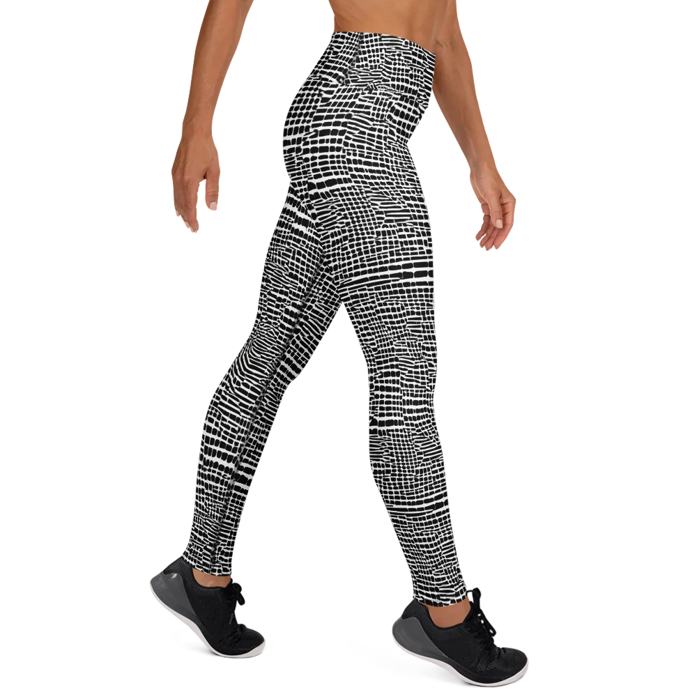 Monochrome Mosaic on Yoga Leggings — Right