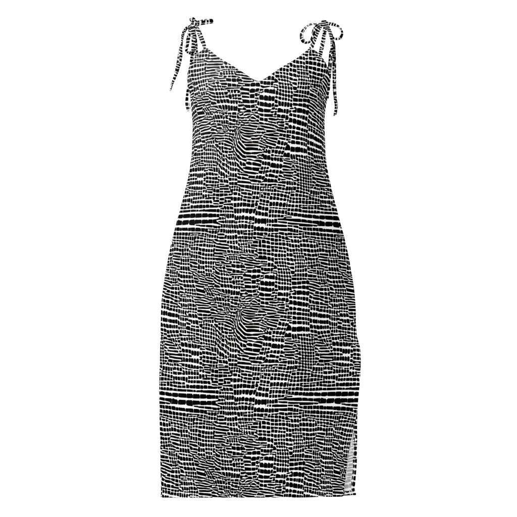 Monochrome Mosaic on Slip Dress — Front