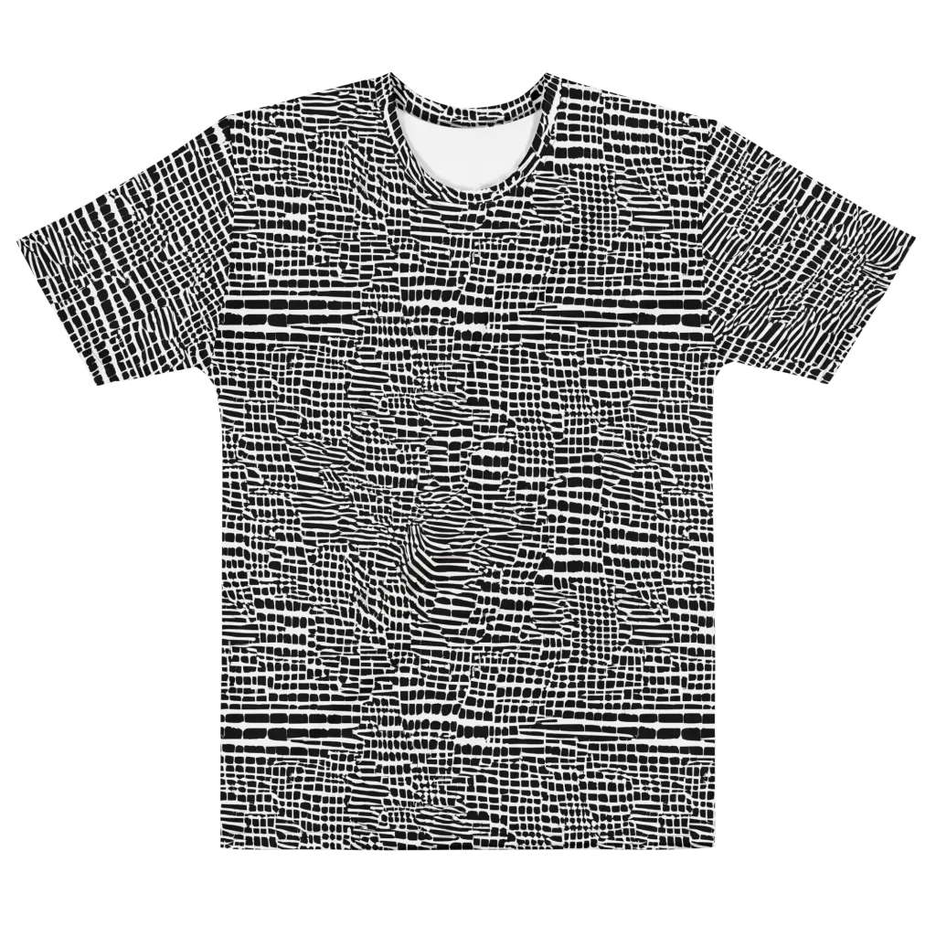 Monochrome Mosaic on Men's Cotton Crew Neck T-Shirt — Front