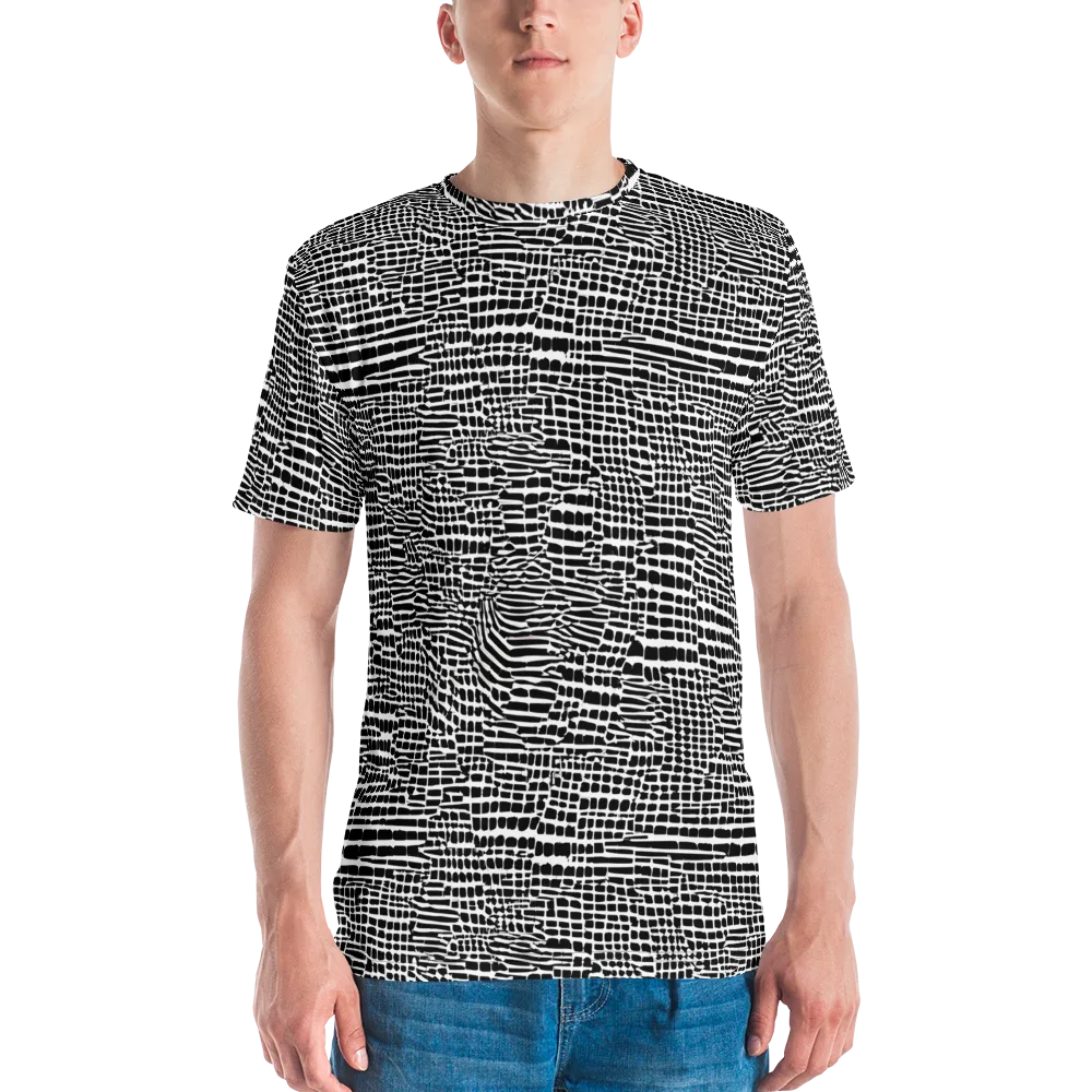 Monochrome Mosaic on Men's Crew Neck T-Shirt — Front