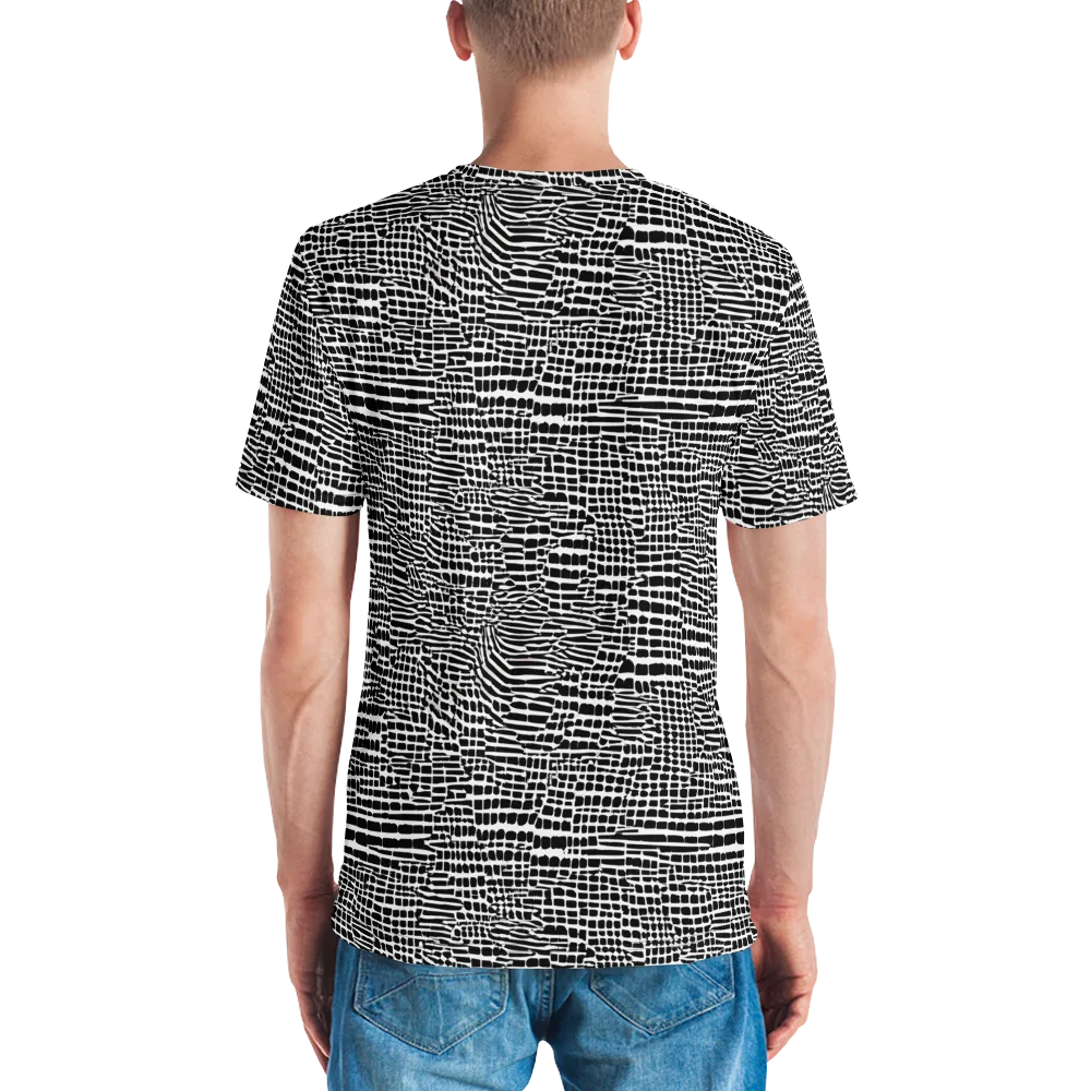 Monochrome Mosaic on Men's Crew Neck T-Shirt — Back