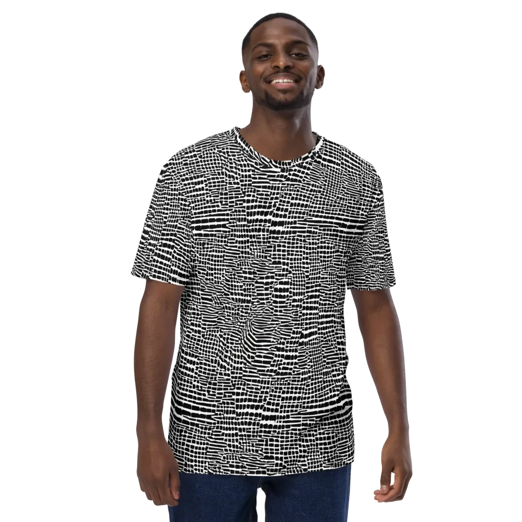 Monochrome Mosaic on Men's Crew Neck T-Shirt — Front