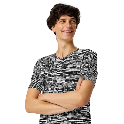 Monochrome Mosaic on a Men's Crew Neck T-Shirt