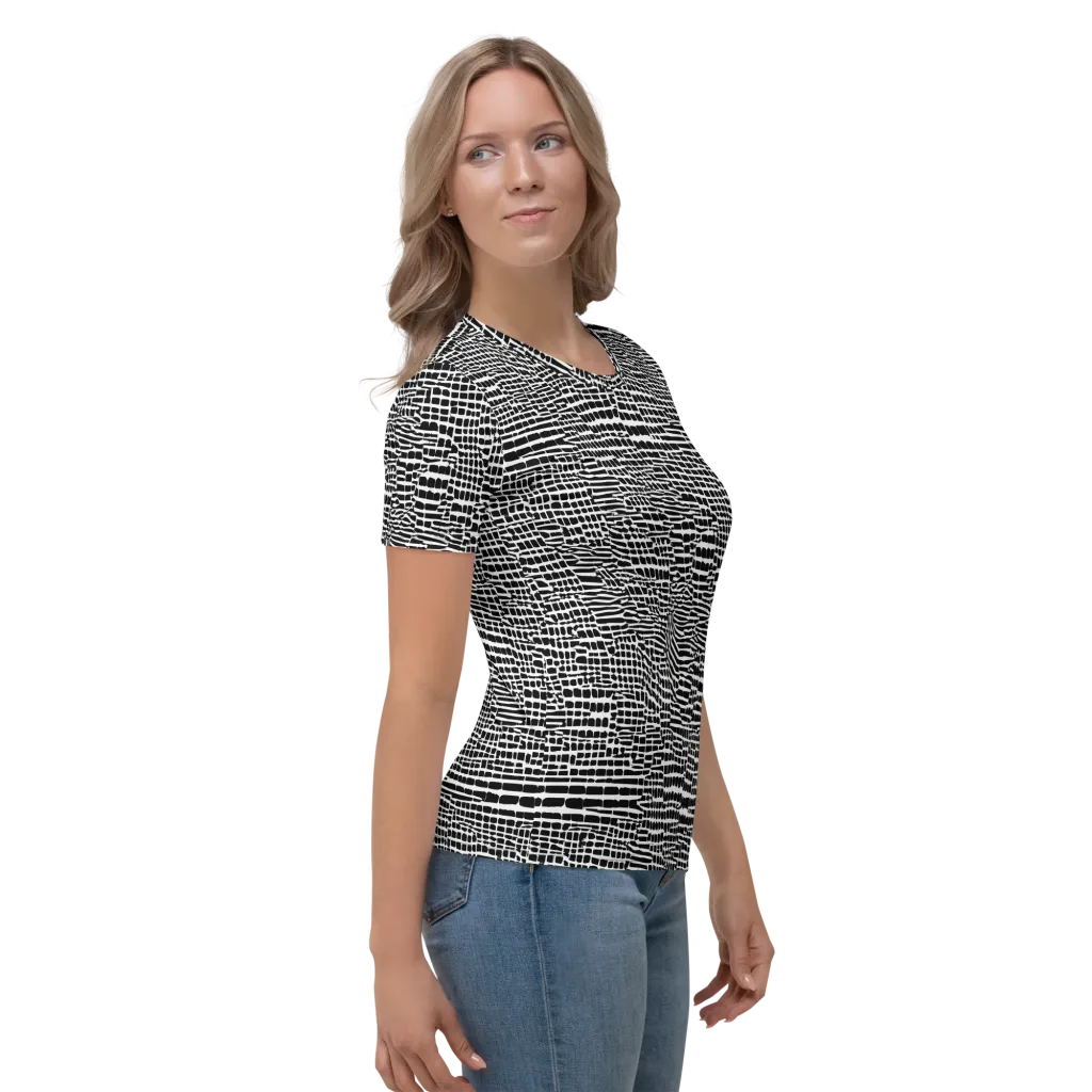 Monochrome Mosaic on Women's Crew Neck T-Shirt — Right