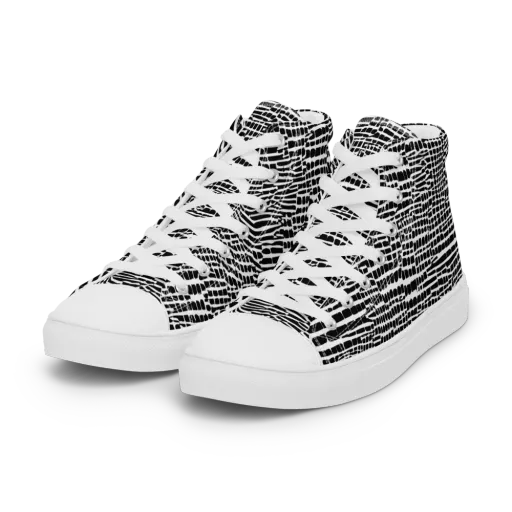 Monochrome Mosaic on a Women's High Top Canvas Shoes