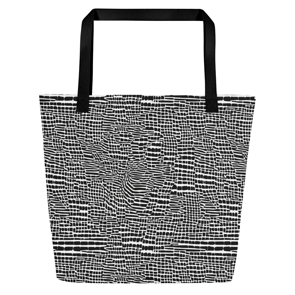 Monochrome Mosaic on Large Tote Bag W/ Pocket — Front