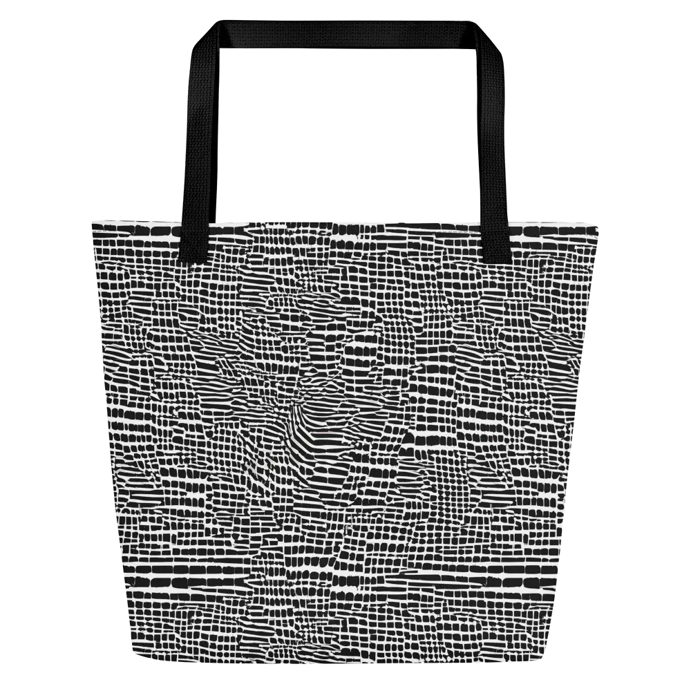 Monochrome Mosaic on Large Tote Bag W/ Pocket — Front