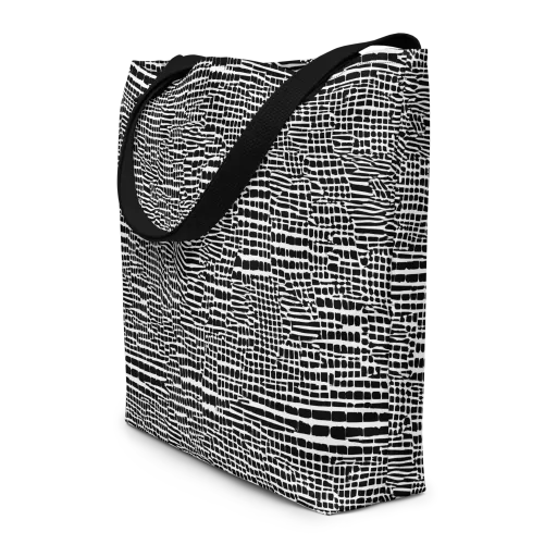 Monochrome Mosaic on a Large Tote Bag W/ Pocket