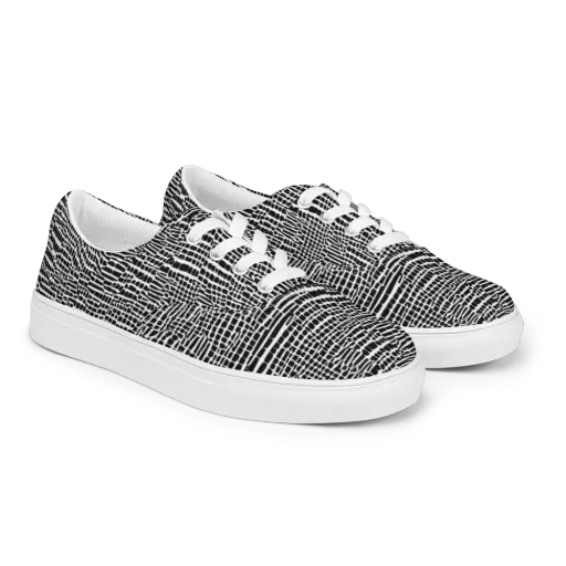 Monochrome Mosaic on a Men's Lace-Up Canvas Shoes