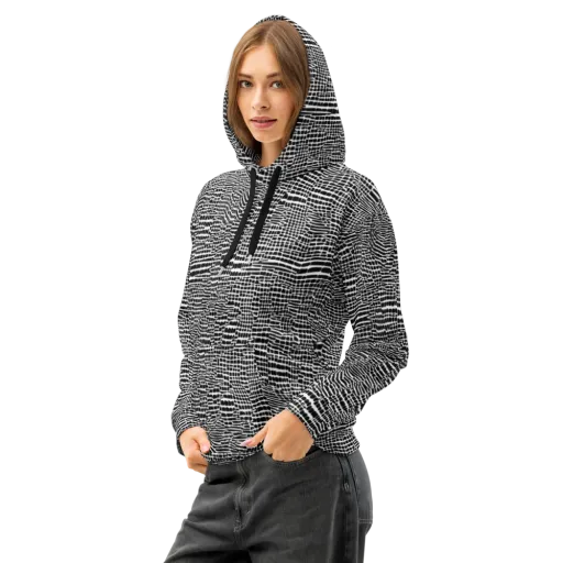 Monochrome Mosaic on a Cotton Hoodie