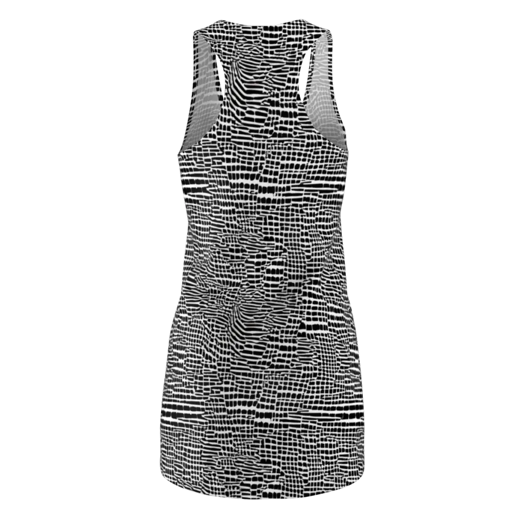 Monochrome Mosaic on Racerback Dress — Back