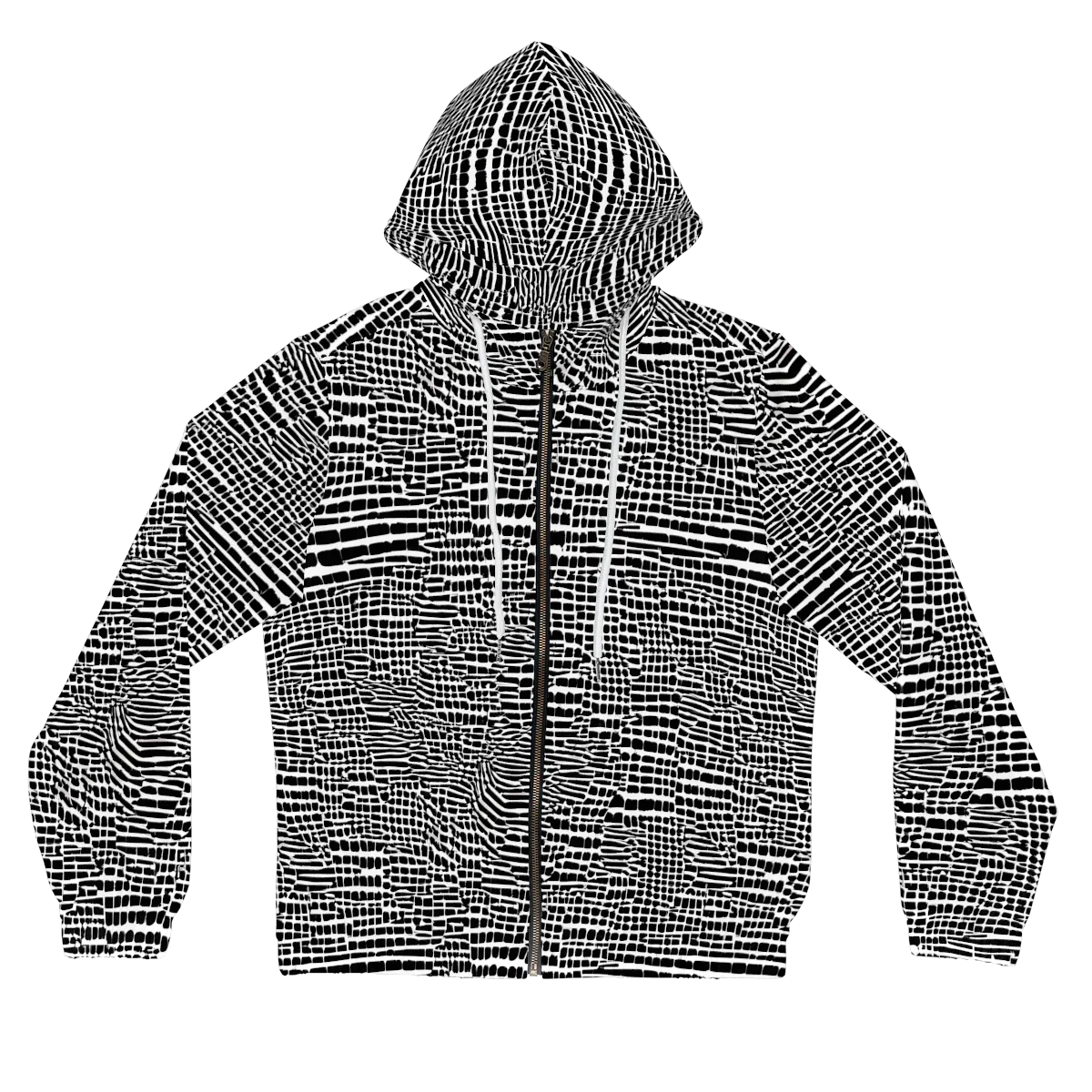 Monochrome Mosaic on Women's Full-Zip Hoodie — Front