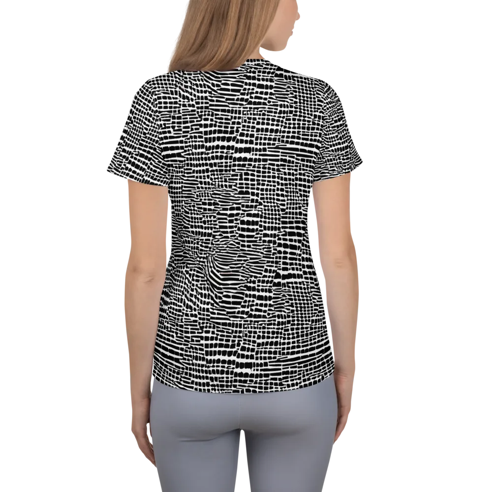 Monochrome Mosaic on Women's Athletic T-Shirt — Back