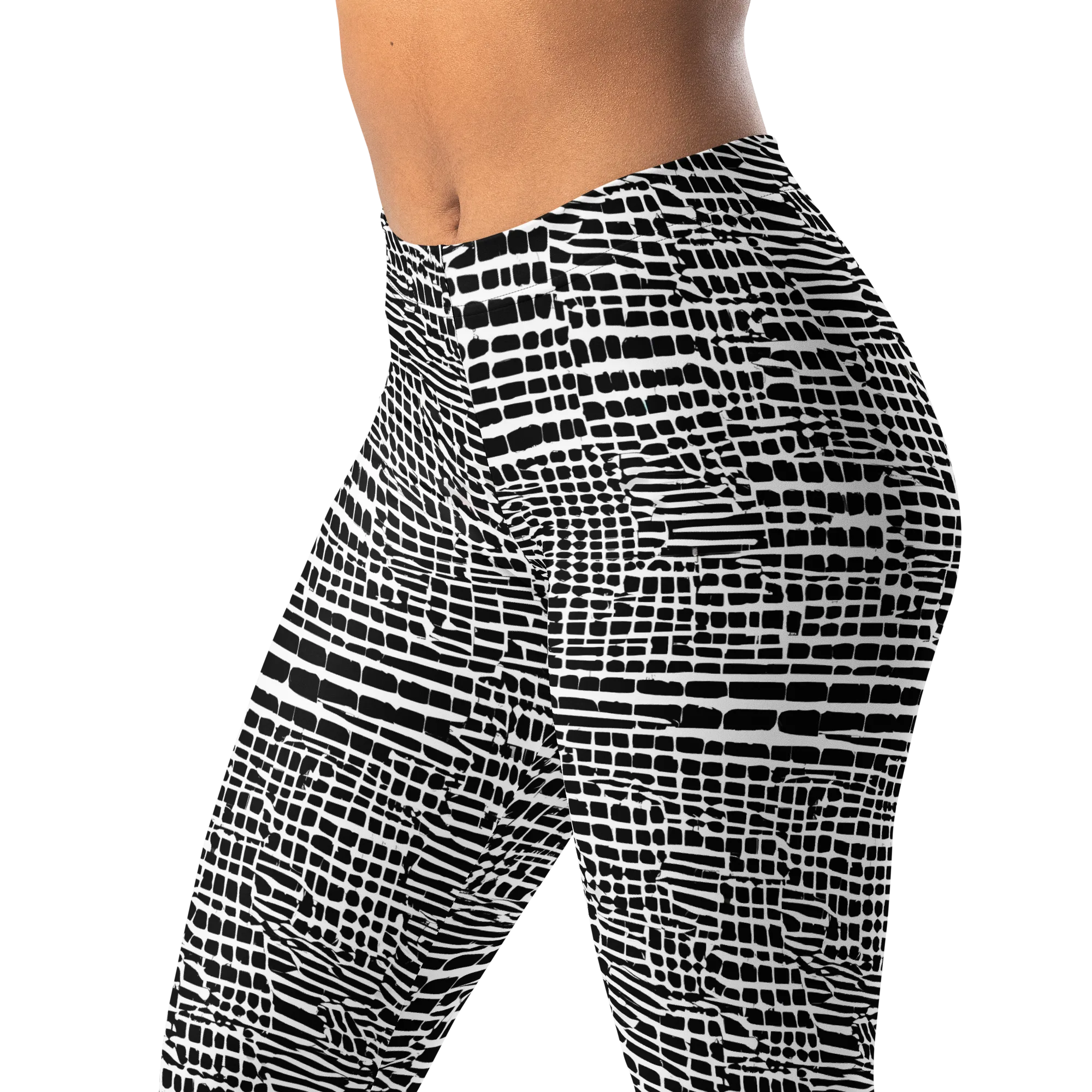 Monochrome Mosaic on Leggings — Left Front