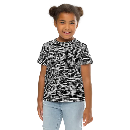 Monochrome Mosaic on a Kids Crew Neck T-Shirt