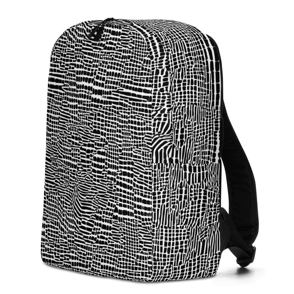 Monochrome Mosaic on Minimalist Backpack — Left