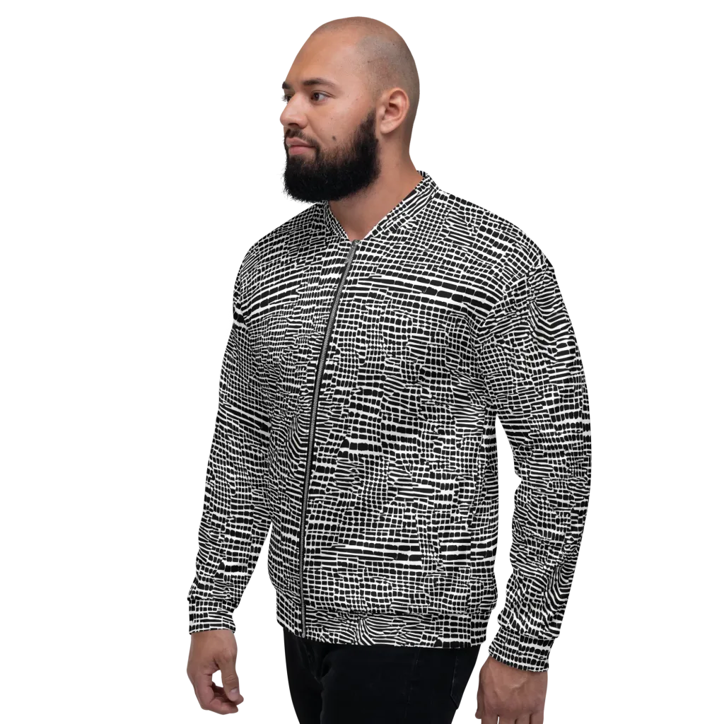 Monochrome Mosaic on Bomber Jacket — Left