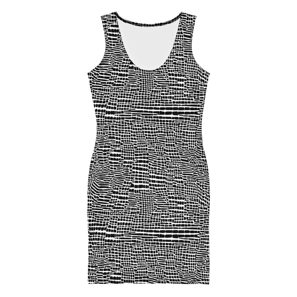 Monochrome Mosaic on Bodycon Dress — Front
