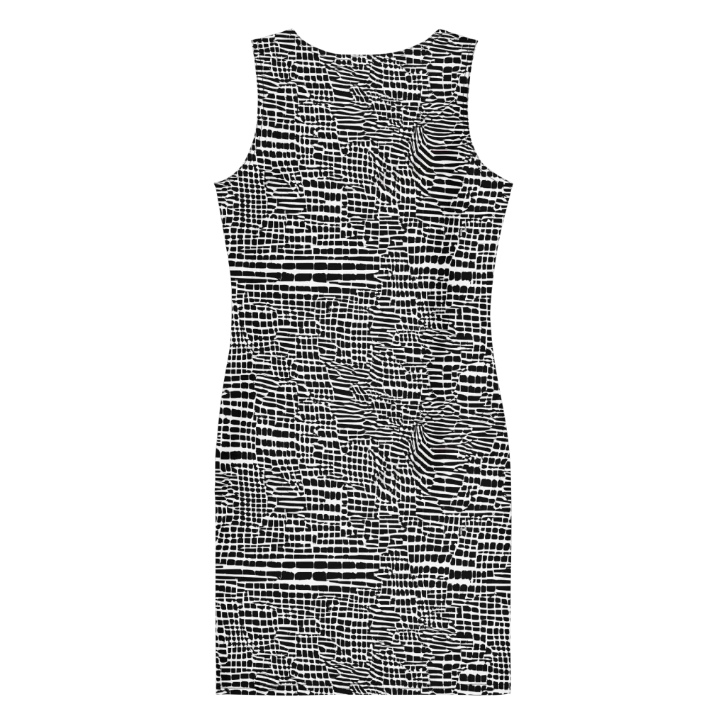 Monochrome Mosaic on Bodycon Dress — Back