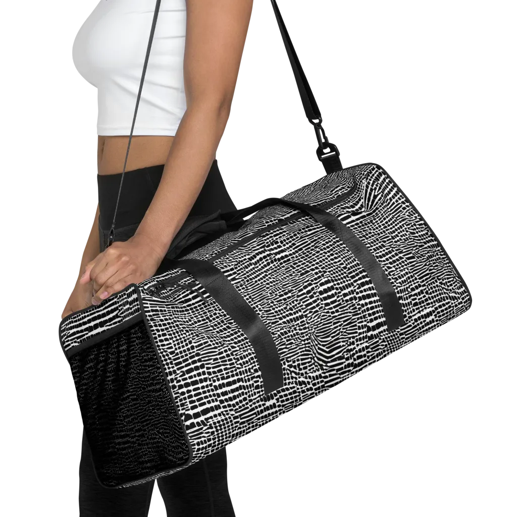 Monochrome Mosaic on Duffle Bag — Front