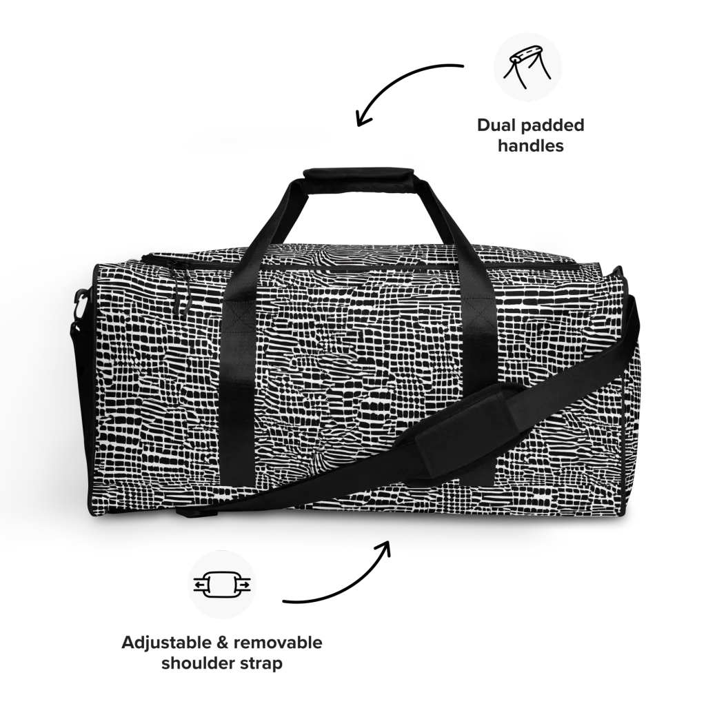 Monochrome Mosaic on Duffle Bag — Front