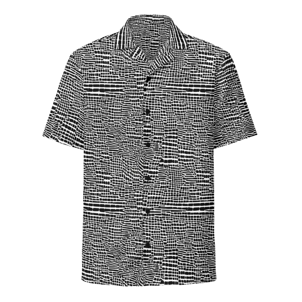 Monochrome Mosaic on Button Shirt — Front