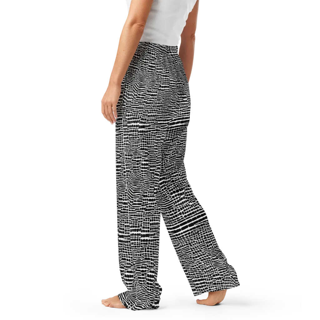 Monochrome Mosaic on Women's Pajama Pants — Left