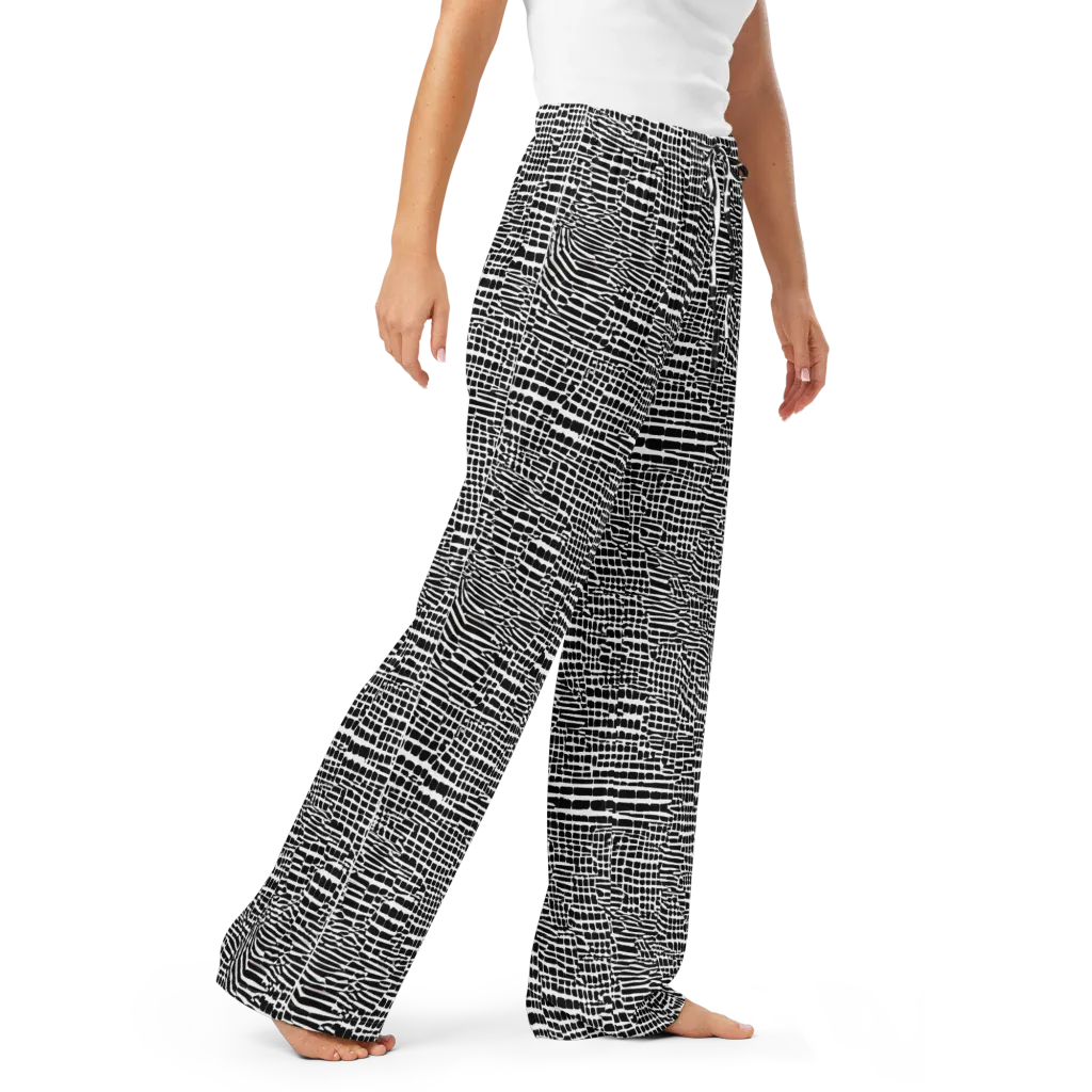 Monochrome Mosaic on Women's Pajama Pants — Right Front