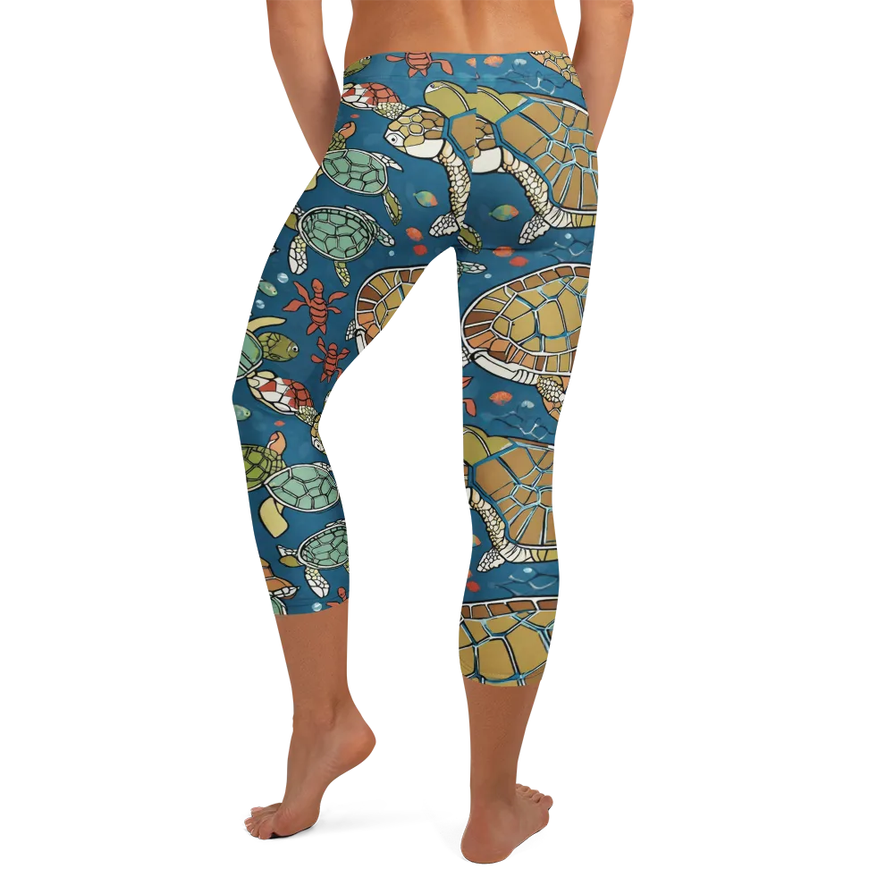 Tidal Tortoise on Capri Leggings — Back