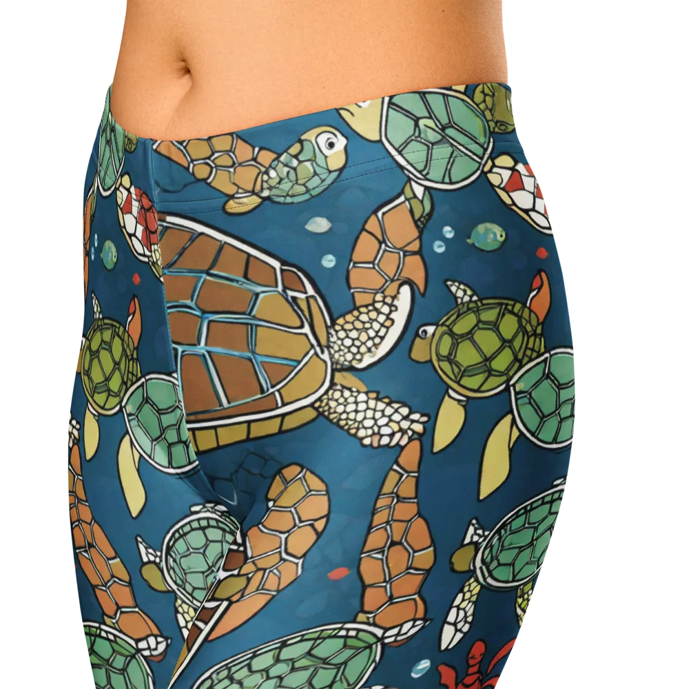 Tidal Tortoise on Capri Leggings — Zoomed-in