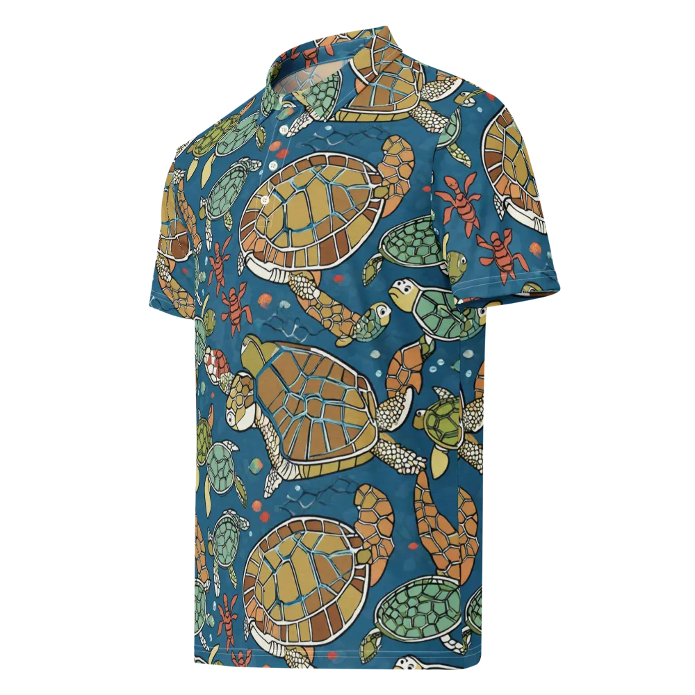 Tidal Tortoise on Men's Slim Fit Polo Shirt — Left Front