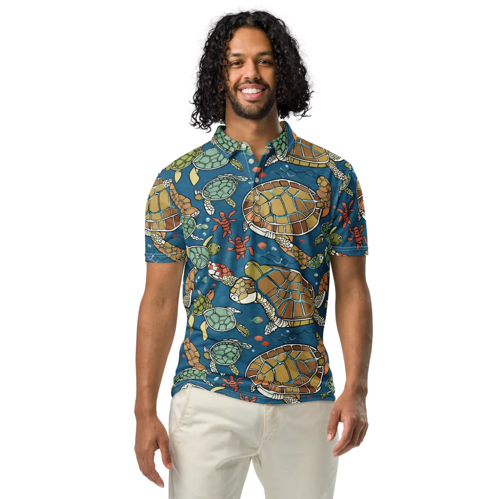 Tidal Tortoise on Men's Slim Fit Polo Shirt — Front