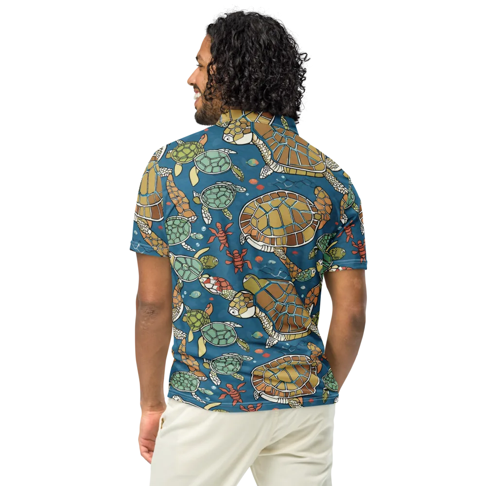 Tidal Tortoise on Men's Slim Fit Polo Shirt — Back