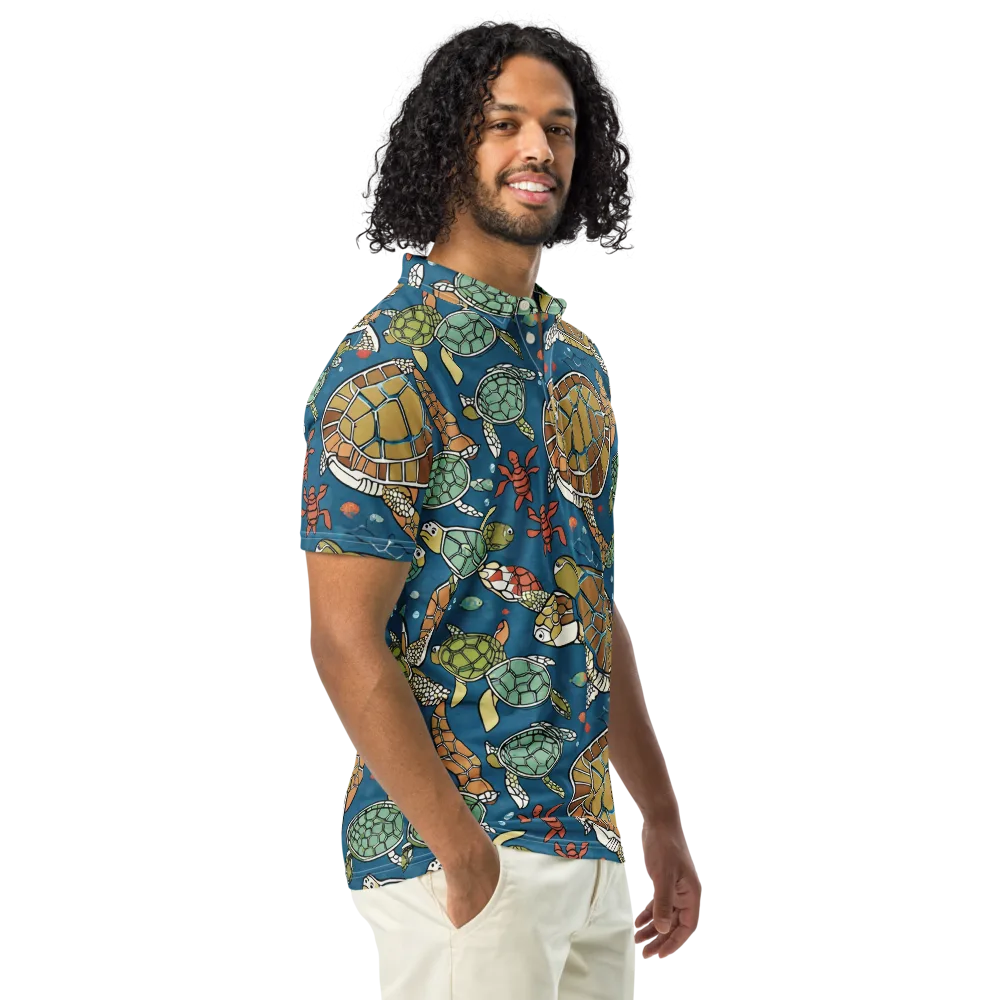 Tidal Tortoise on Men's Slim Fit Polo Shirt — Right Front