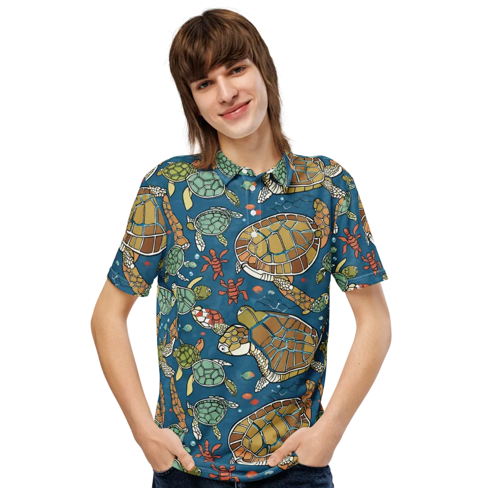 Tidal Tortoise on Men's Slim Fit Polo Shirt — Front