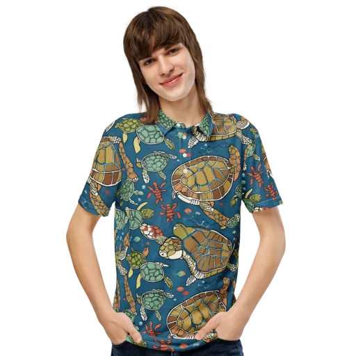 Tidal Tortoise on a Men's Slim Fit Polo Shirt