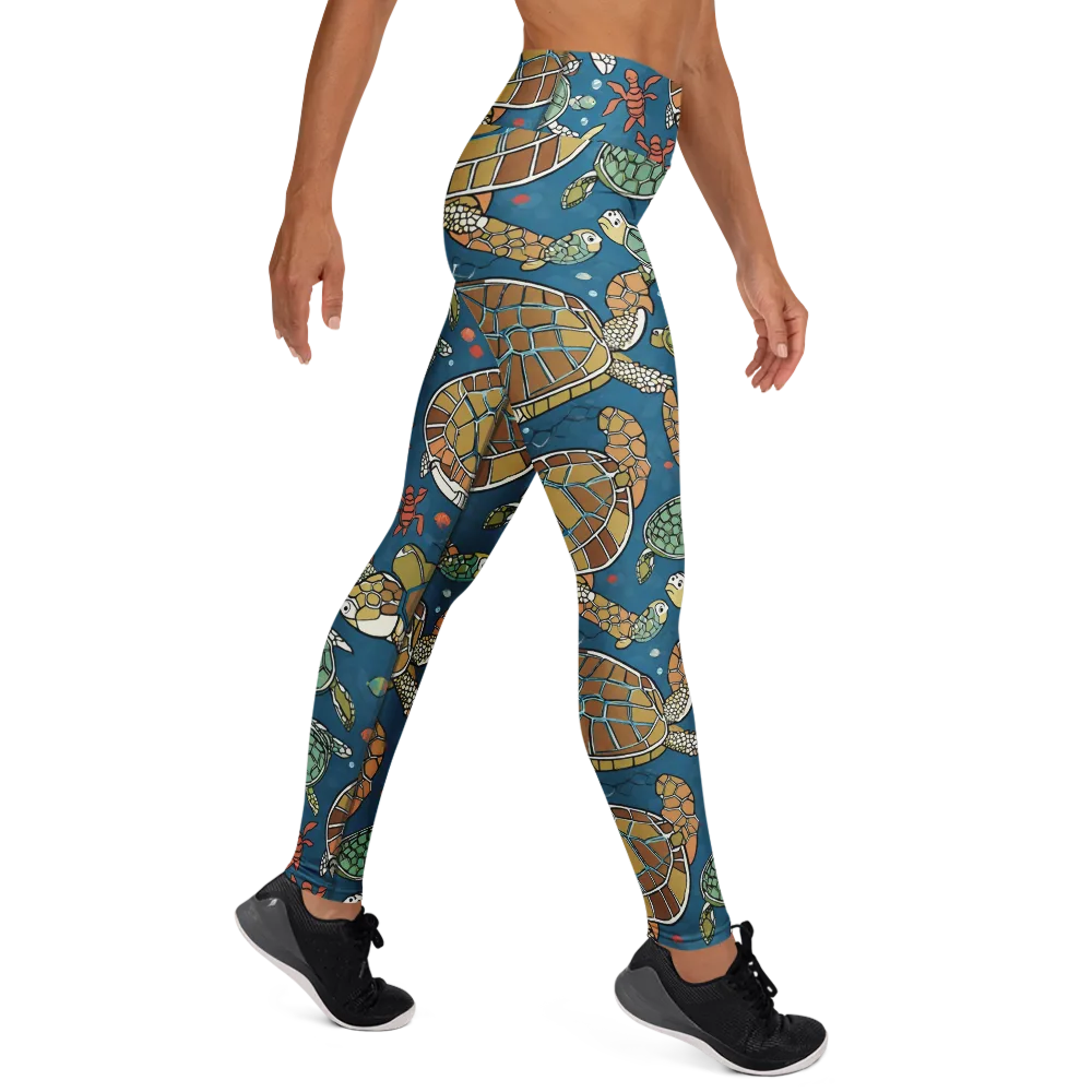 Tidal Tortoise on Yoga Leggings — Right