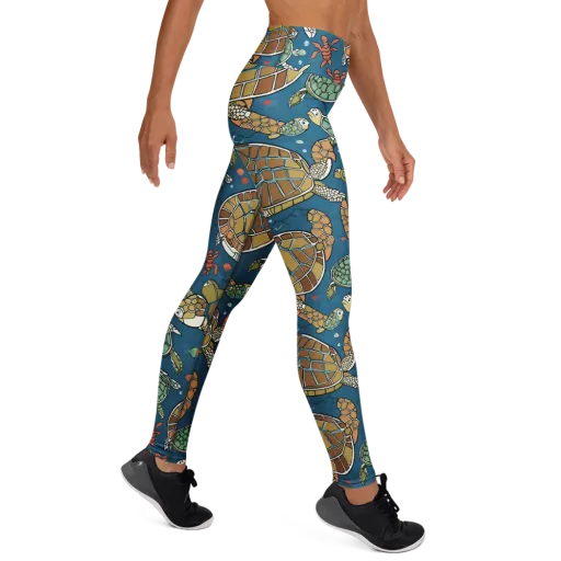 Tidal Tortoise on a Yoga Leggings