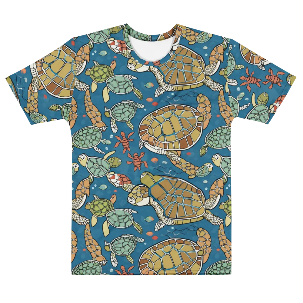 Tidal Tortoise on Men's Cotton Crew Neck T-Shirt — Front