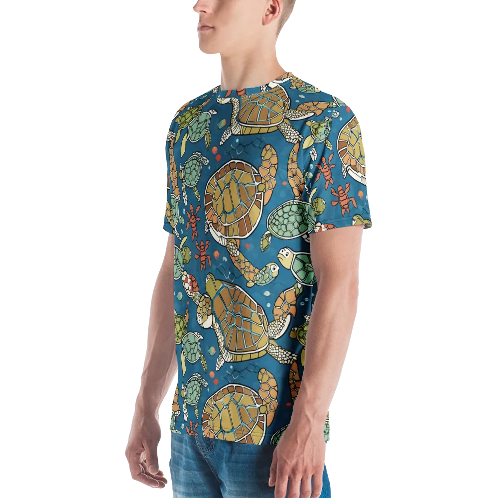 Tidal Tortoise on Men's Crew Neck T-Shirt — Left