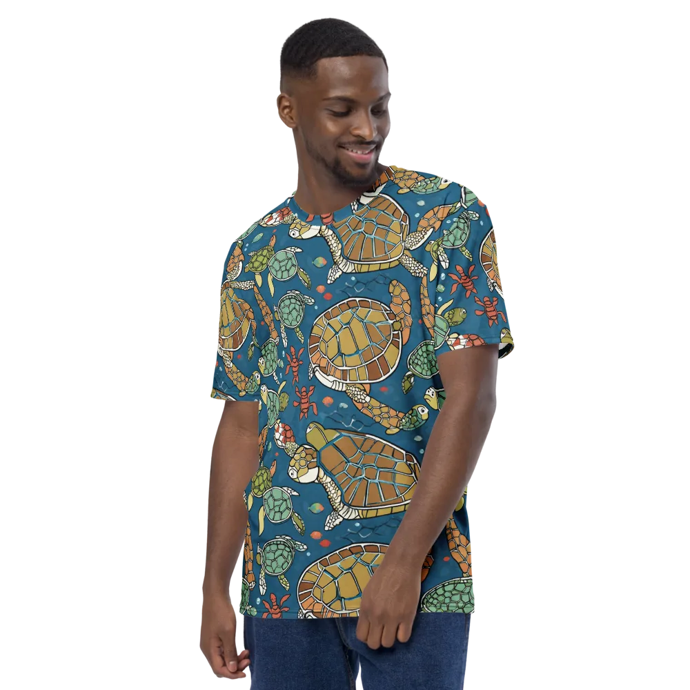 Tidal Tortoise on Men's Crew Neck T-Shirt — Left