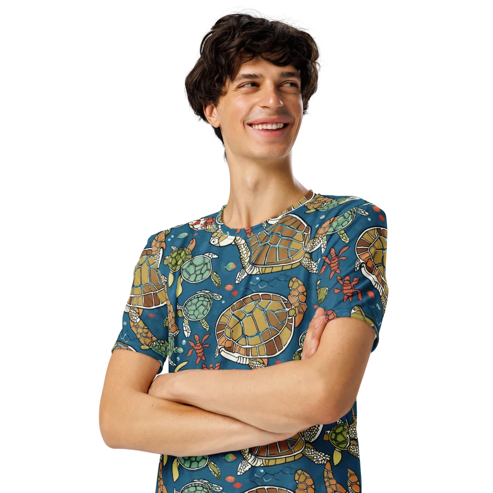 Tidal Tortoise on Men's Crew Neck T-Shirt — Left Front