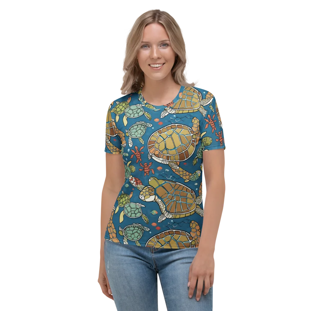 Tidal Tortoise on Women's Crew Neck T-Shirt — Front