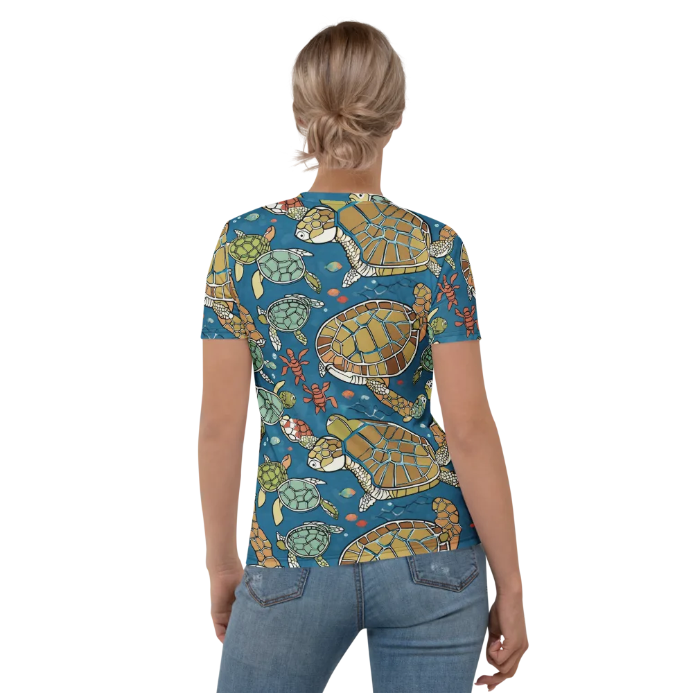 Tidal Tortoise on Women's Crew Neck T-Shirt — Back